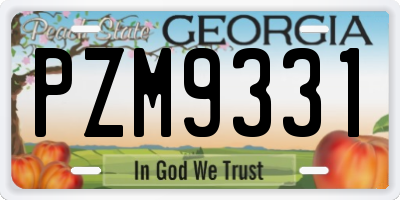 GA license plate PZM9331