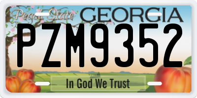 GA license plate PZM9352