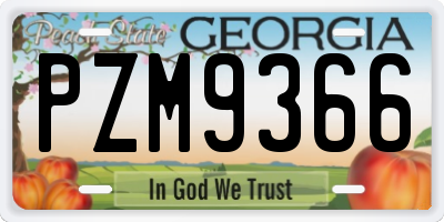 GA license plate PZM9366