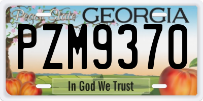 GA license plate PZM9370