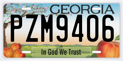 GA license plate PZM9406