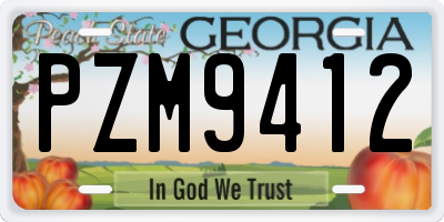 GA license plate PZM9412
