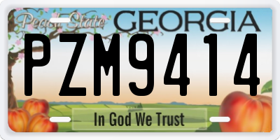 GA license plate PZM9414