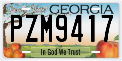 GA license plate PZM9417