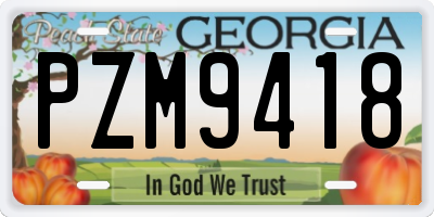 GA license plate PZM9418