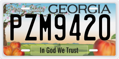 GA license plate PZM9420