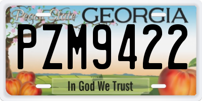 GA license plate PZM9422