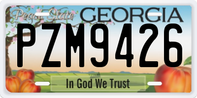 GA license plate PZM9426