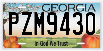 GA license plate PZM9430