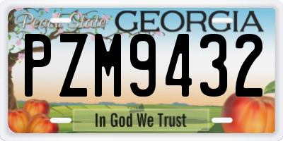 GA license plate PZM9432