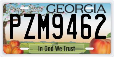 GA license plate PZM9462