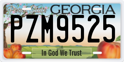 GA license plate PZM9525