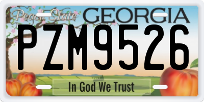 GA license plate PZM9526