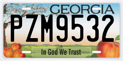 GA license plate PZM9532