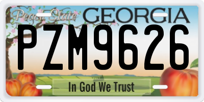 GA license plate PZM9626