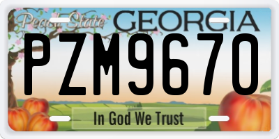 GA license plate PZM9670
