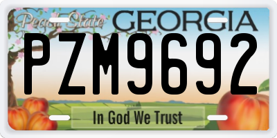 GA license plate PZM9692