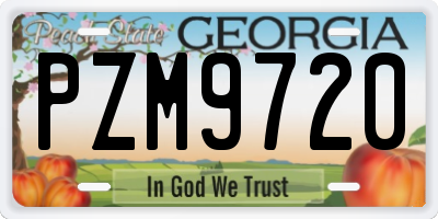 GA license plate PZM9720