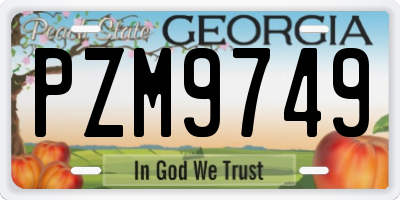 GA license plate PZM9749