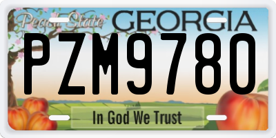 GA license plate PZM9780