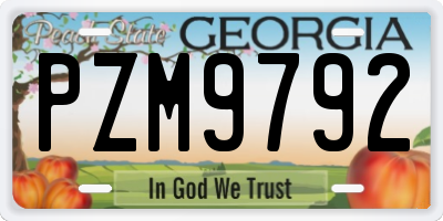 GA license plate PZM9792