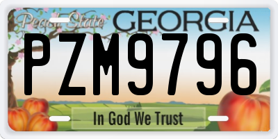 GA license plate PZM9796