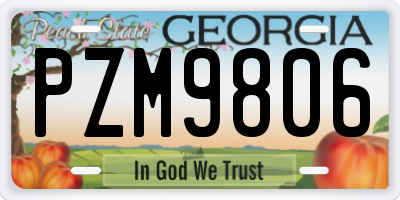 GA license plate PZM9806