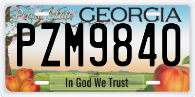 GA license plate PZM9840