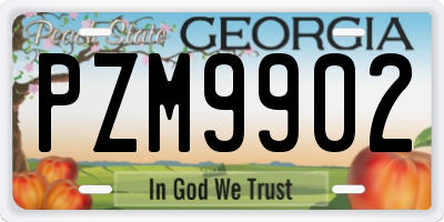 GA license plate PZM9902