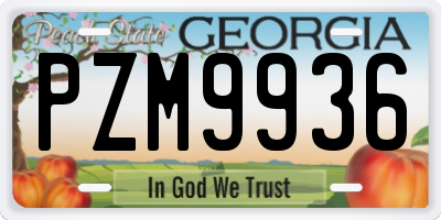 GA license plate PZM9936