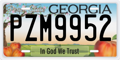 GA license plate PZM9952