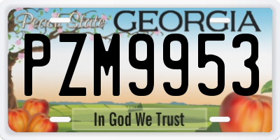 GA license plate PZM9953