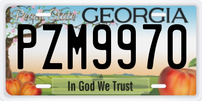 GA license plate PZM9970