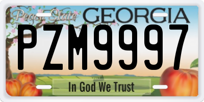 GA license plate PZM9997