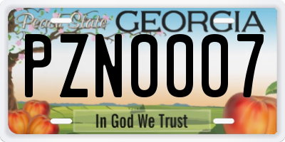 GA license plate PZN0007