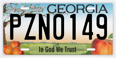 GA license plate PZN0149