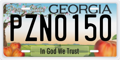 GA license plate PZN0150