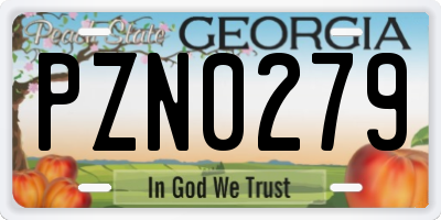 GA license plate PZN0279