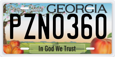 GA license plate PZN0360