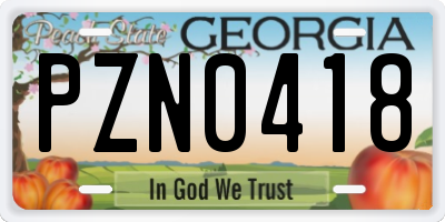 GA license plate PZN0418