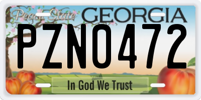 GA license plate PZN0472