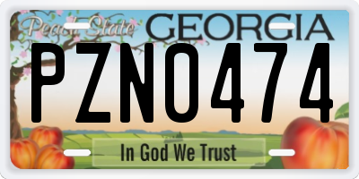 GA license plate PZN0474