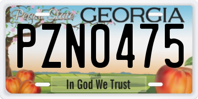 GA license plate PZN0475