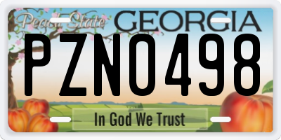 GA license plate PZN0498