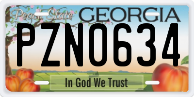 GA license plate PZN0634