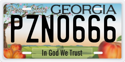 GA license plate PZN0666
