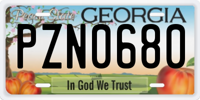 GA license plate PZN0680