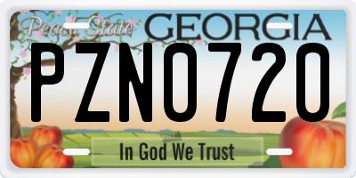 GA license plate PZN0720