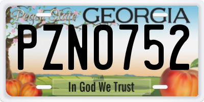 GA license plate PZN0752