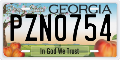 GA license plate PZN0754